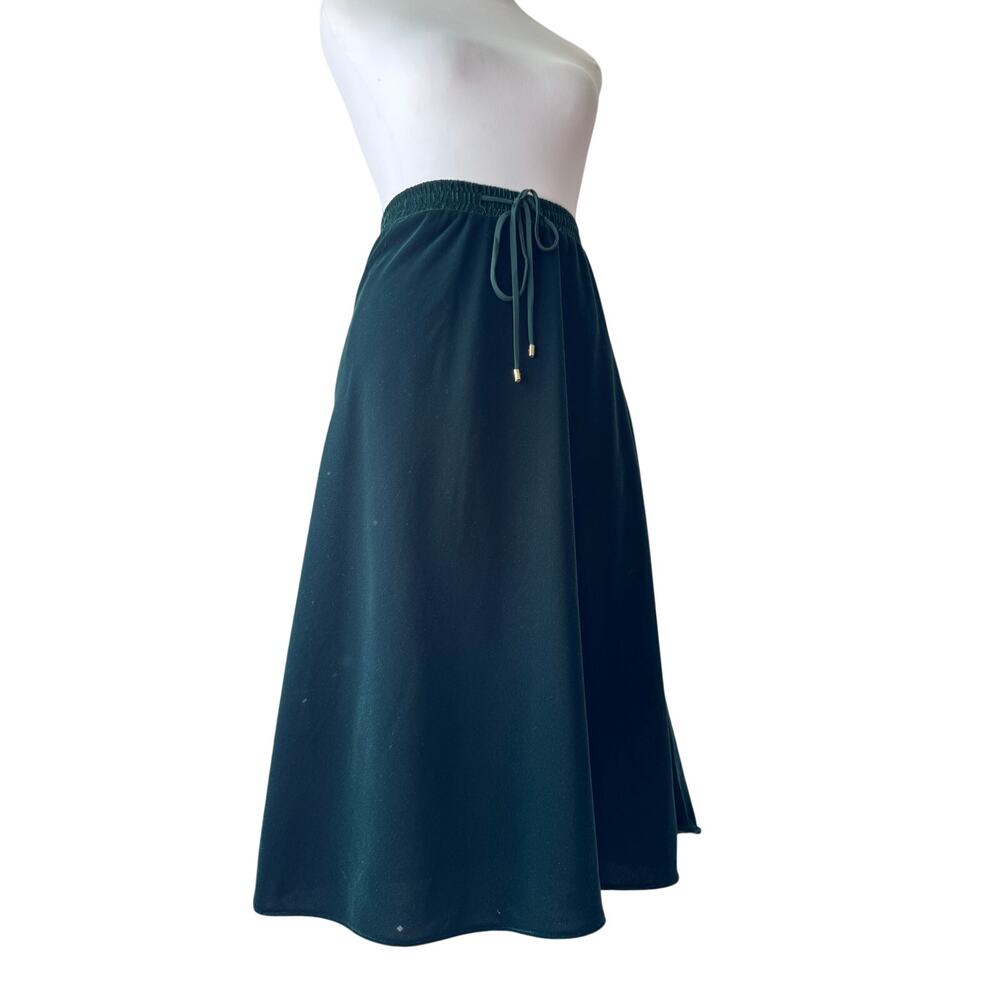 Lauren Ralph Lauren Dark Green Velvet Elastic Waist Midi Skirt